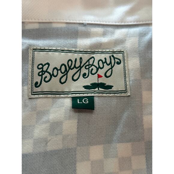 Bogey Boys Men's Blue Big Check Button Front Golf Retro Look Shirt L Large New - Picture 6 of 7